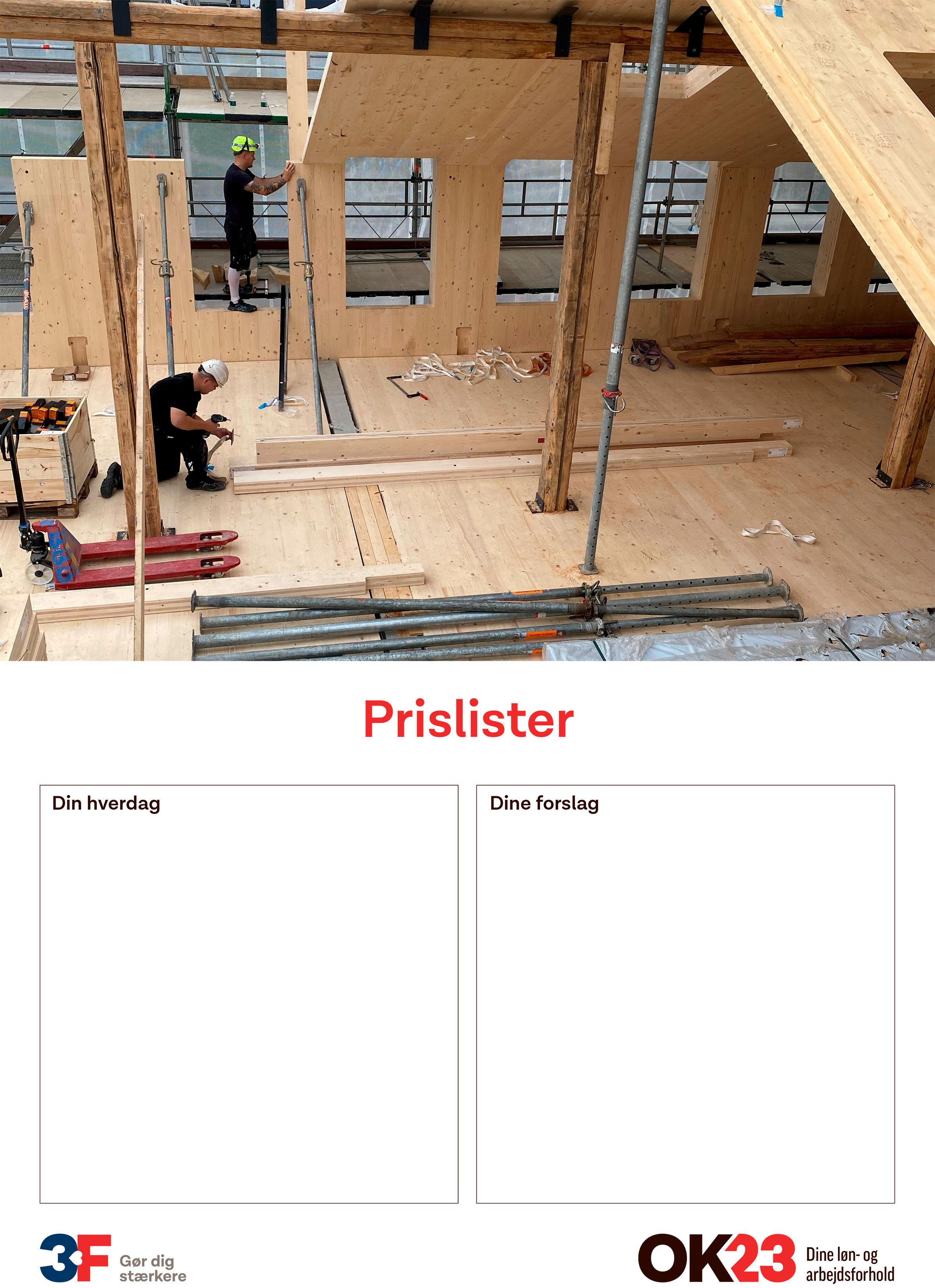 Plancher om prislister - 2 tømrere ved at bygge et træhus
